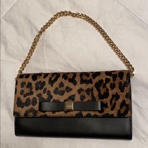 Kate Spade Black/Leopard Print Clutch/Chain Wallet